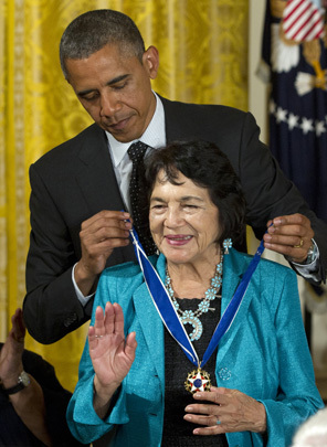 Dolores Huerta receives Presidential Medal of Freedom from President Barack Obama Dolores Huerta receives Presidential Medal of Freedom